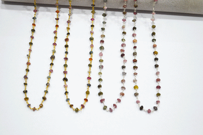 Multi Tourmaline Smooth Button Shape Rosary Beaded Chain  ,  3 - 3.50 mm , RB-5110