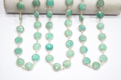 Amazonite Coin Shape Connector Chain , 13 - 14 mm , RB-5349A