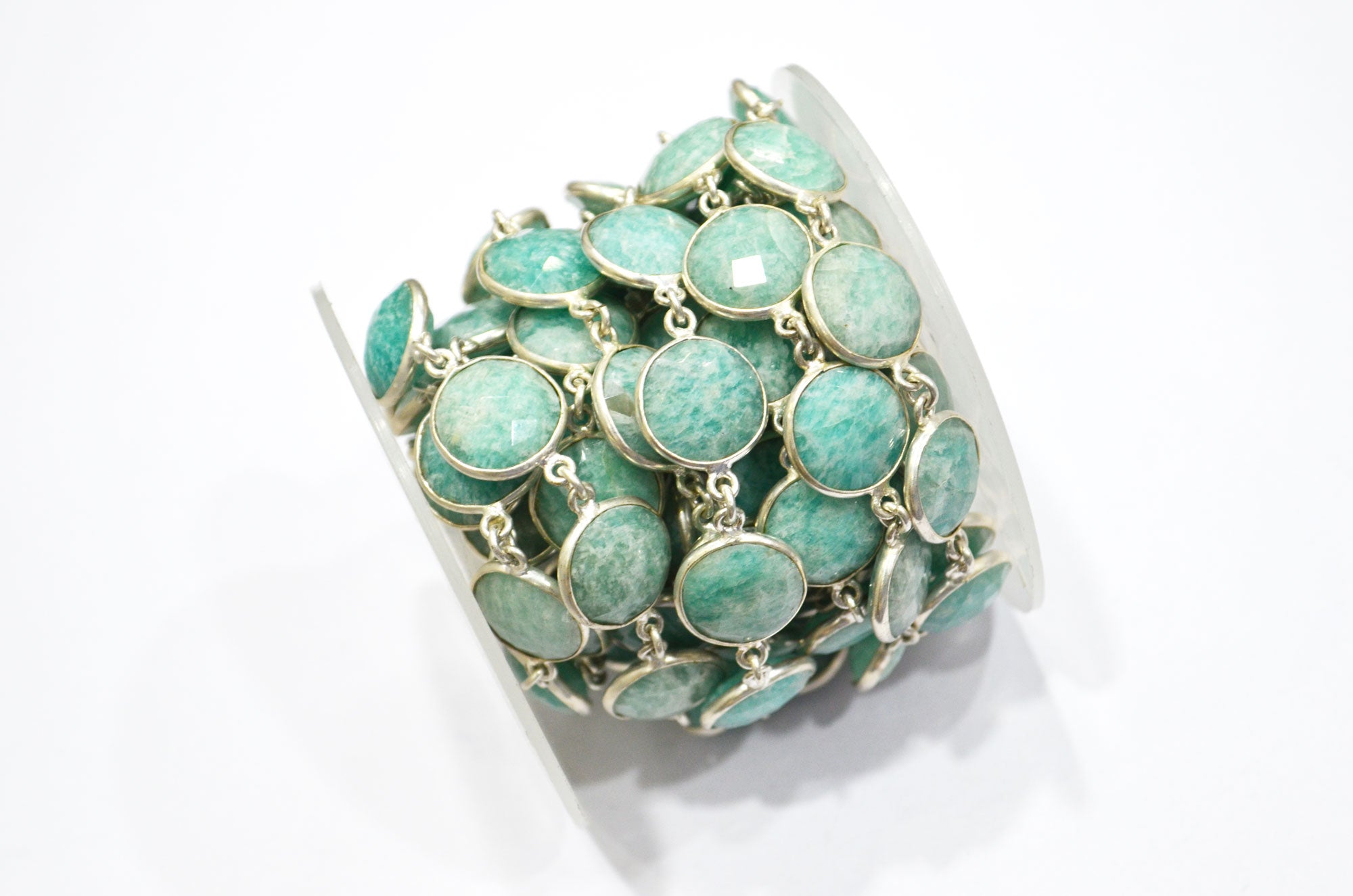 Amazonite Coin Shape Connector Chain , 13 - 14 mm , RB-5349A