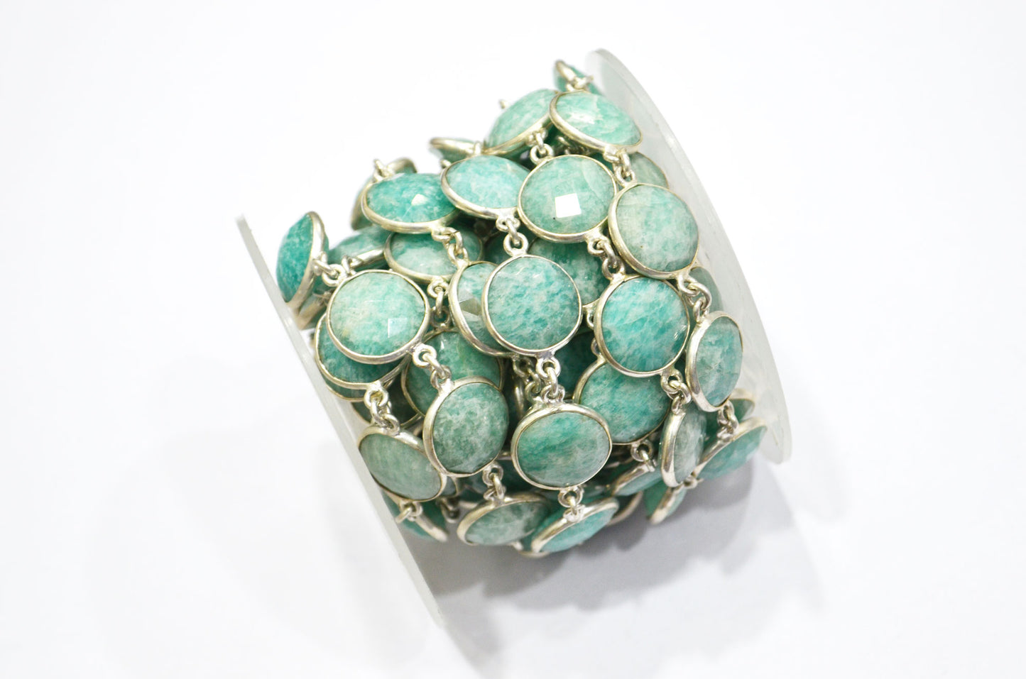 Amazonite Coin Shape Connector Chain , 13 - 14 mm , RB-5349A