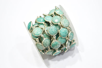 Amazonite Coin Shape Connector Chain , 13 - 14 mm , RB-5349A