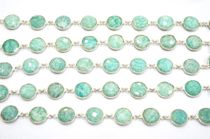 Amazonite Coin Shape Connector Chain , 13 - 14 mm , RB-5349A