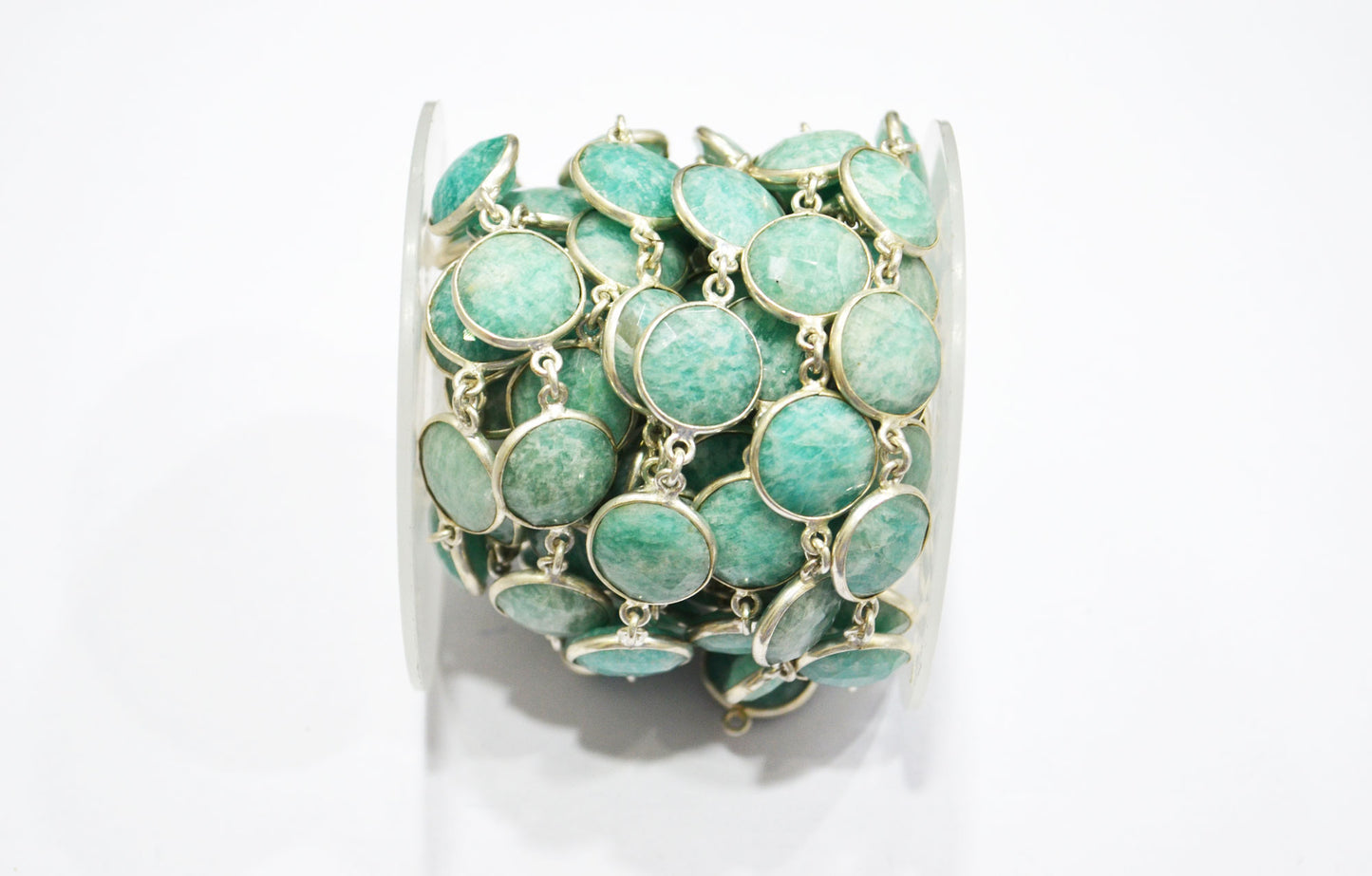 Amazonite Coin Shape Connector Chain , 13 - 14 mm , RB-5349A