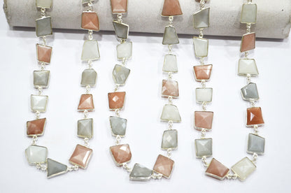 Multi Moonstone Fancy Cut Shape Connector Chain , 10.50 - 15 mm , RB-5353