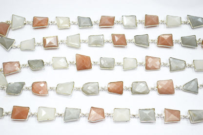 Multi Moonstone Fancy Cut Shape Connector Chain , 10.50 - 15 mm , RB-5353