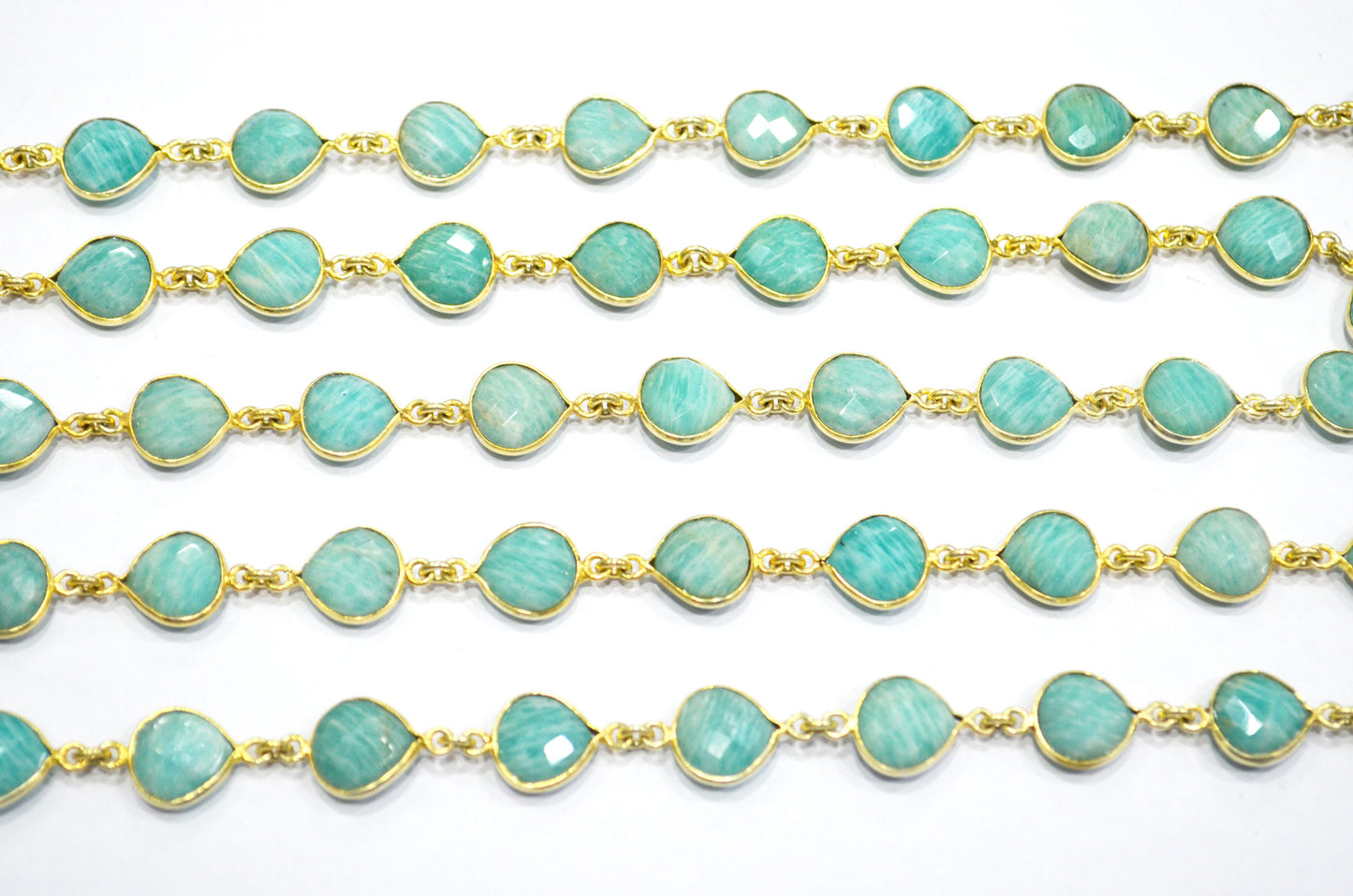 Amazonite Heart Shape Connector Chain , 10 mm , RB-5354