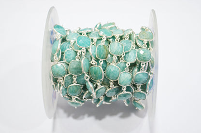 Amazonite Cushion Shape Connector Chain , 10 - 11 mm , RB-5355