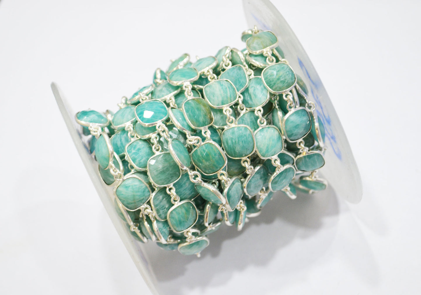 Amazonite Cushion Shape Connector Chain , 10 - 11 mm , RB-5355