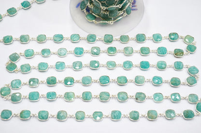 Amazonite Cushion Shape Connector Chain , 10 - 11 mm , RB-5355