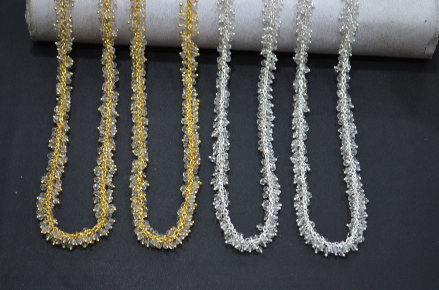 Crystal Hydro Quartz Faceted Rondelle Shape Angoori Cluster Chain , 2 mm , RB-5356