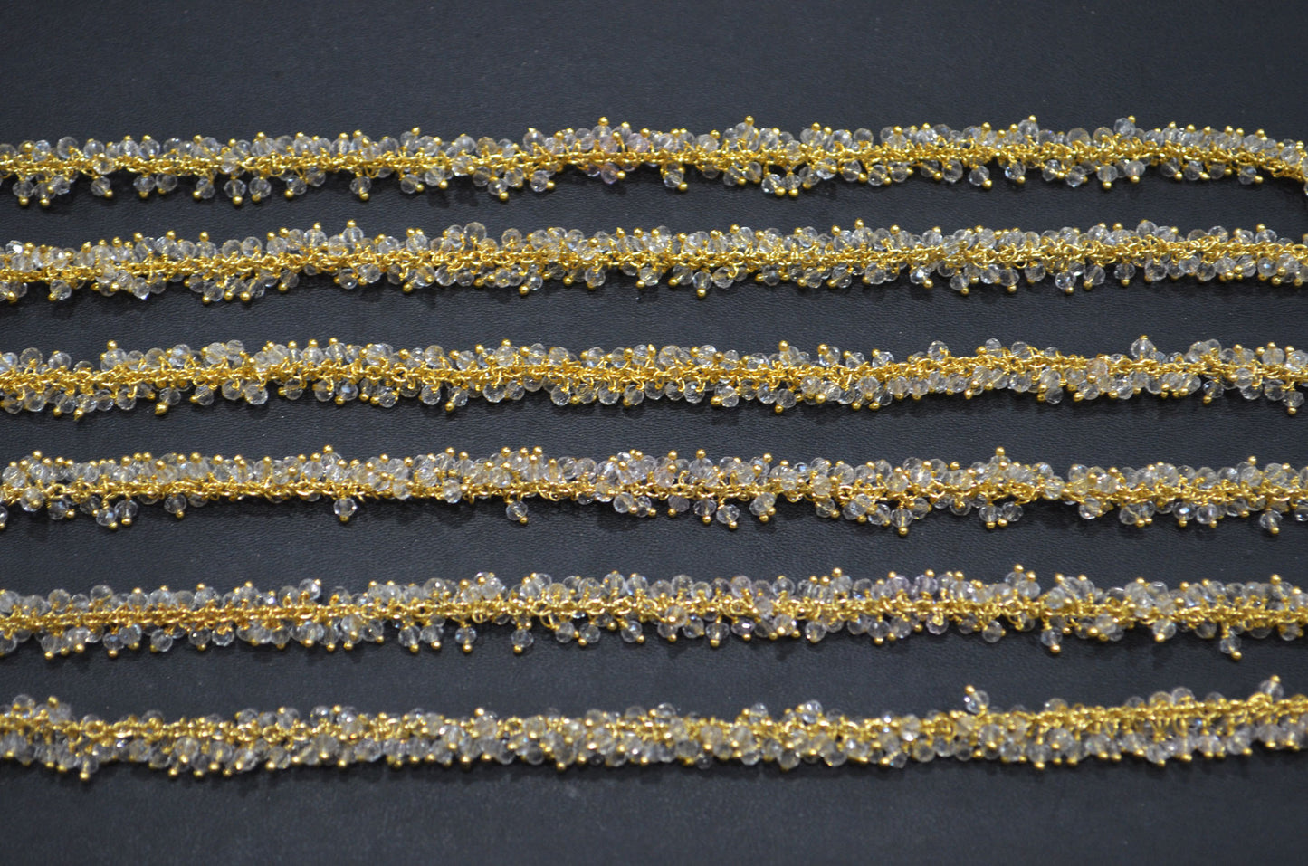 Crystal Hydro Quartz Faceted Rondelle Shape Angoori Cluster Chain , 2 mm , RB-5356