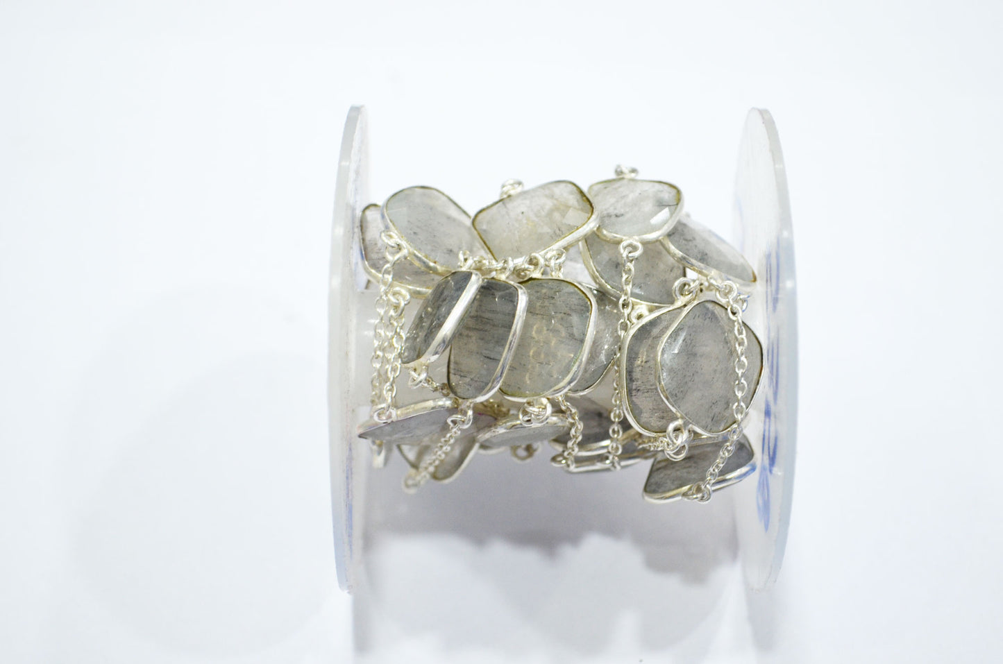 Dot Rutile Natural Quartz Slice Shape Hand Made Connector Chain , Dot Rutile Natural Quartz Bezel Link Chain , 14 - 20 mm , RB-5358