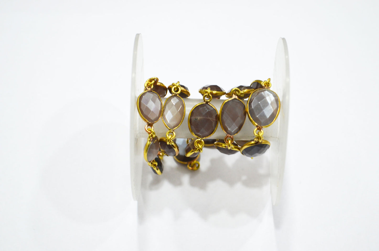 Chocolate Moonstone Faceted Free Form Shape Connector Chain , 10 - 14 mm , RB-5363