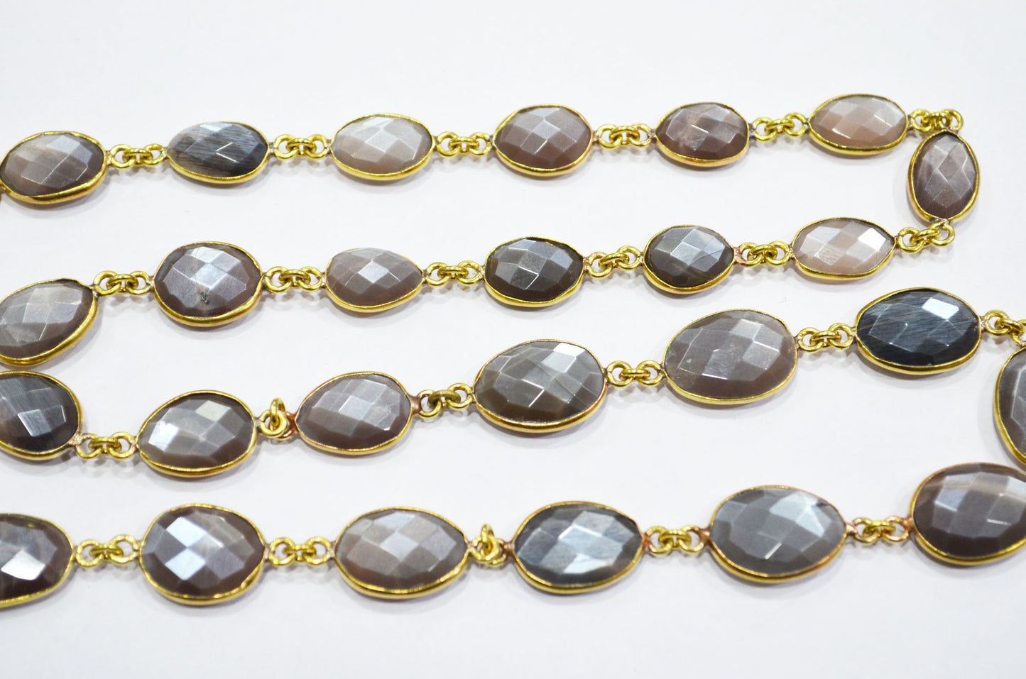Chocolate Moonstone Faceted Free Form Shape Connector Chain , 10 - 14 mm , RB-5363