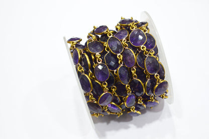 Amethyst Faceted Free Form Shape Connector Chain , 12 - 15 mm , RB-5365A