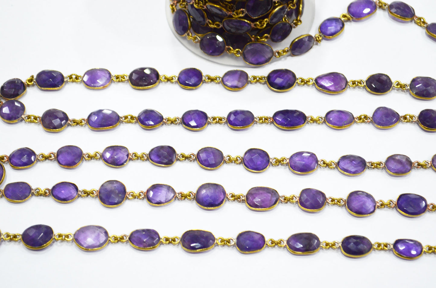Amethyst Faceted Free Form Shape Connector Chain , 12 - 15 mm , RB-5365A