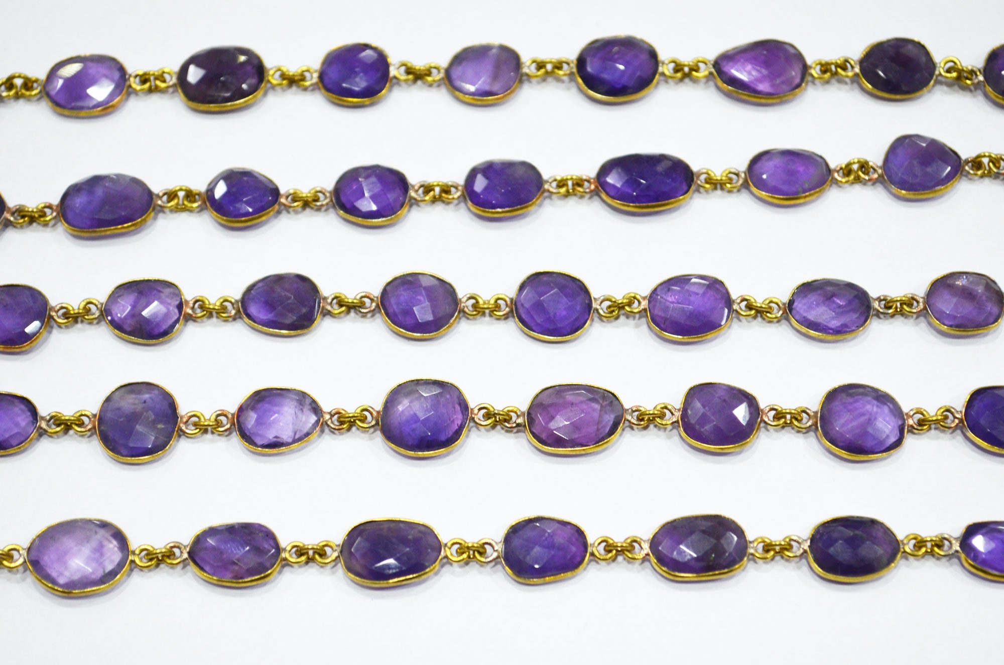 Amethyst Faceted Free Form Shape Connector Chain , 12 - 15 mm , RB-5365A
