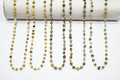 Cat's Eye Faceted Rondelle Shape Rosary Beaded Chain  , 4.50 - 5 mm , RB-5369