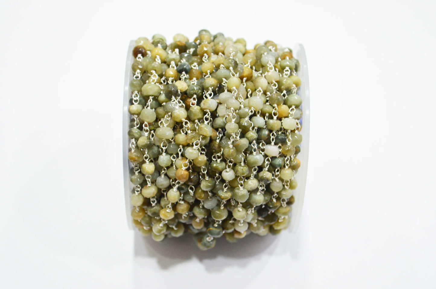 Cat's Eye Faceted Rondelle Shape Rosary Beaded Chain  , 4.50 - 5 mm , RB-5369