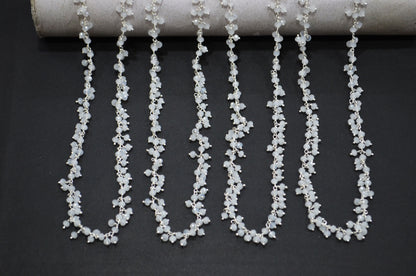 White Chalcedony Hydro Quartz Faceted Rondelle Shape Dangling Chain , 3 - 3.50 mm , RB-5371