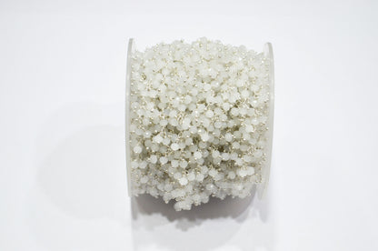 White Chalcedony Hydro Quartz Faceted Rondelle Shape Dangling Chain , 3 - 3.50 mm , RB-5371