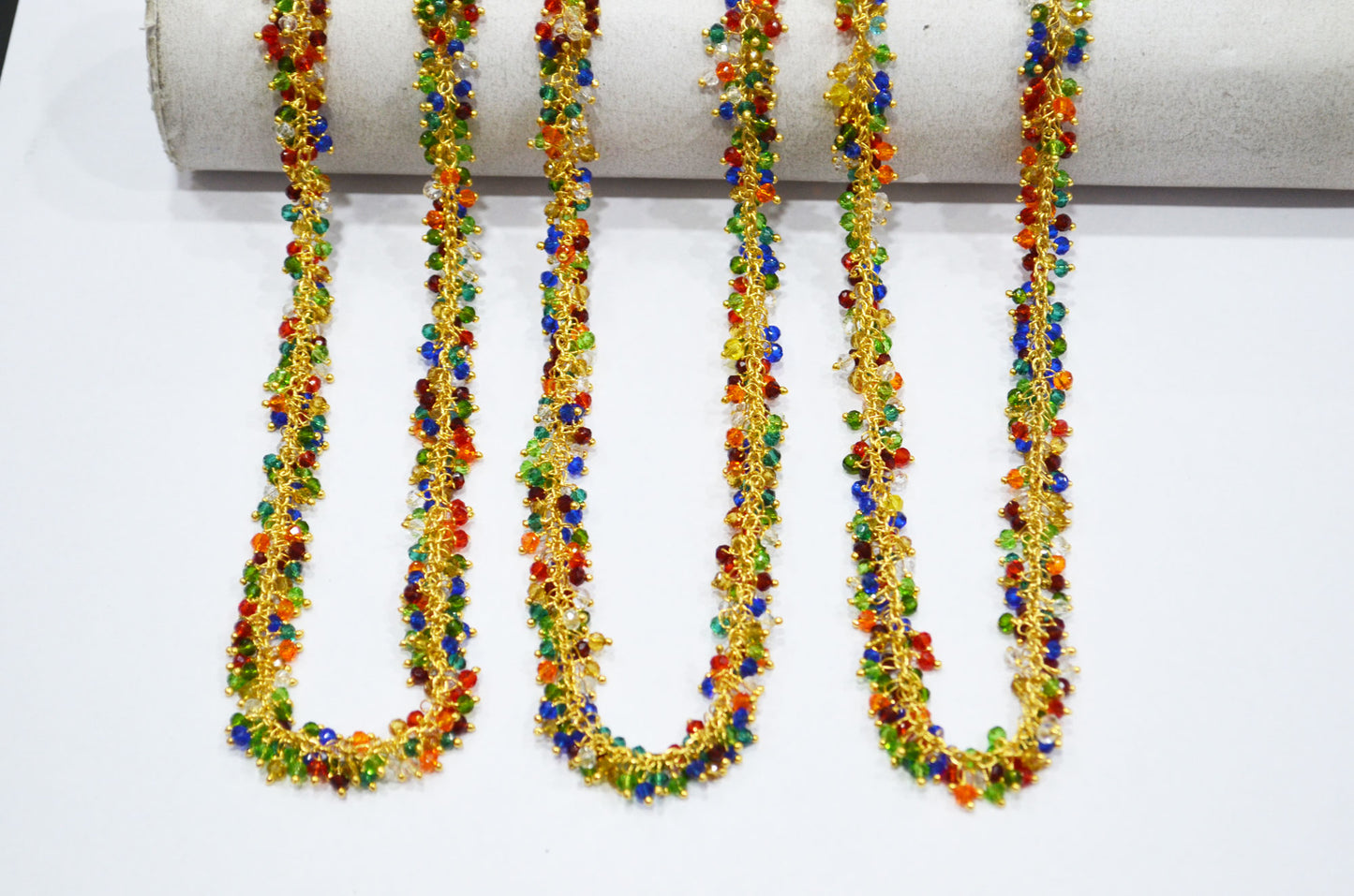 Multi Hydro Quartz Faceted Rondelle Shape Angoori Cluster Chain , 3 - 3.50 mm , RB-5372