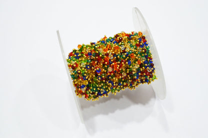 Multi Hydro Quartz Faceted Rondelle Shape Angoori Cluster Chain , 3 - 3.50 mm , RB-5372