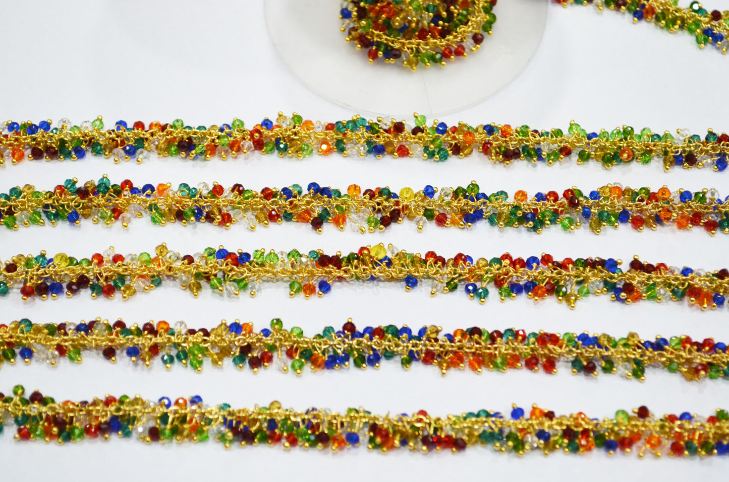 Multi Hydro Quartz Faceted Rondelle Shape Angoori Cluster Chain , 3 - 3.50 mm , RB-5372