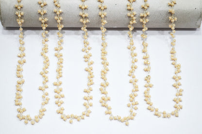 Champagne Hydro Quartz Faceted Rondelle Shape Dangling Chain , 3 - 3.50 mm , RB-5373