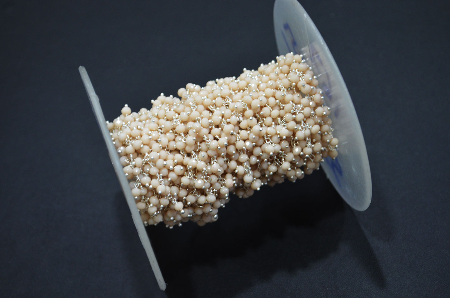 Champagne Hydro Quartz Faceted Rondelle Shape Dangling Chain , 3 - 3.50 mm , RB-5373