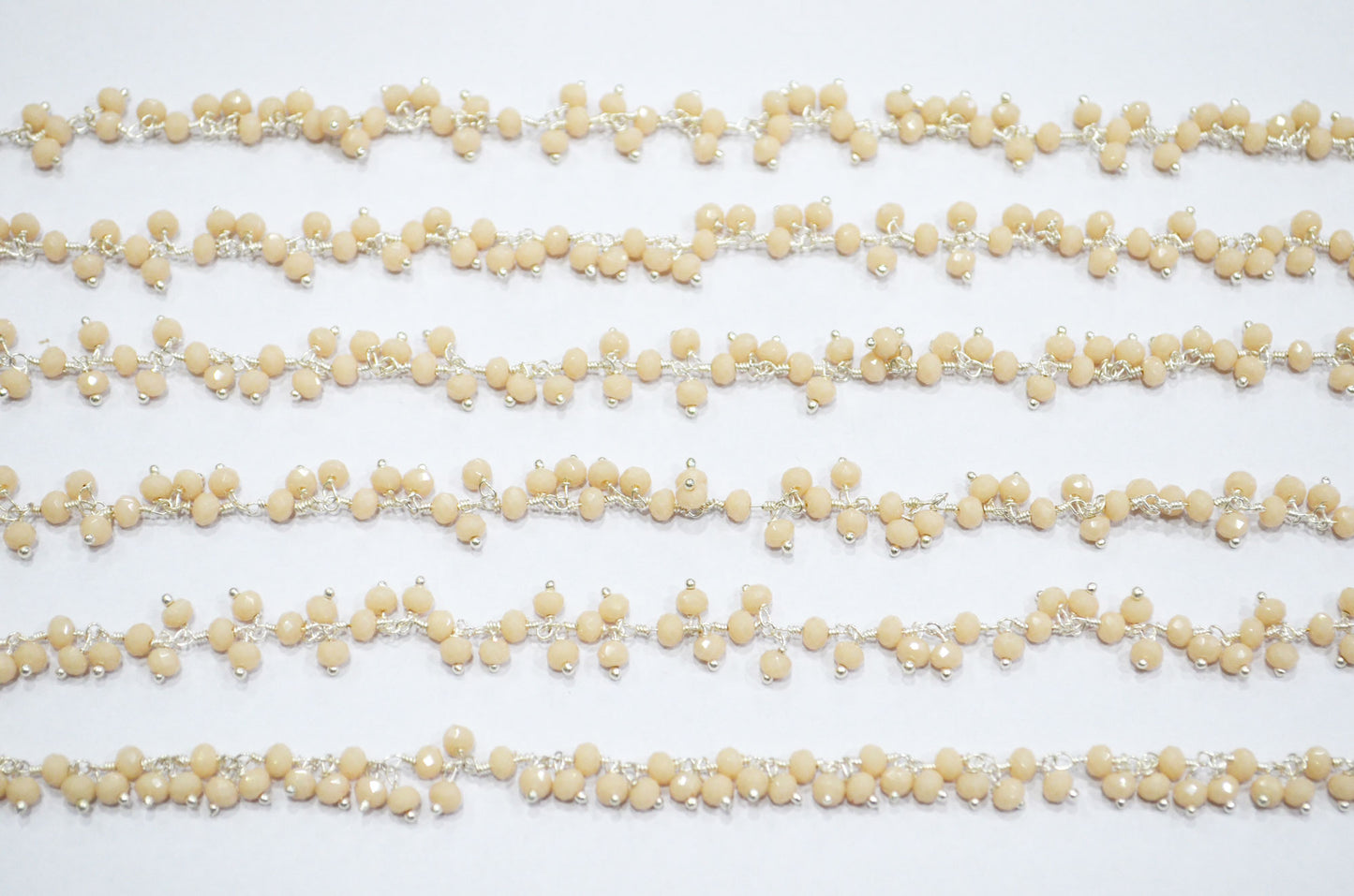 Champagne Hydro Quartz Faceted Rondelle Shape Dangling Chain , 3 - 3.50 mm , RB-5373