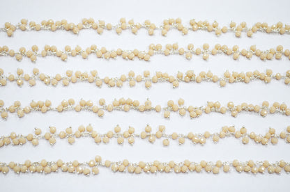 Champagne Hydro Quartz Faceted Rondelle Shape Dangling Chain , 3 - 3.50 mm , RB-5373