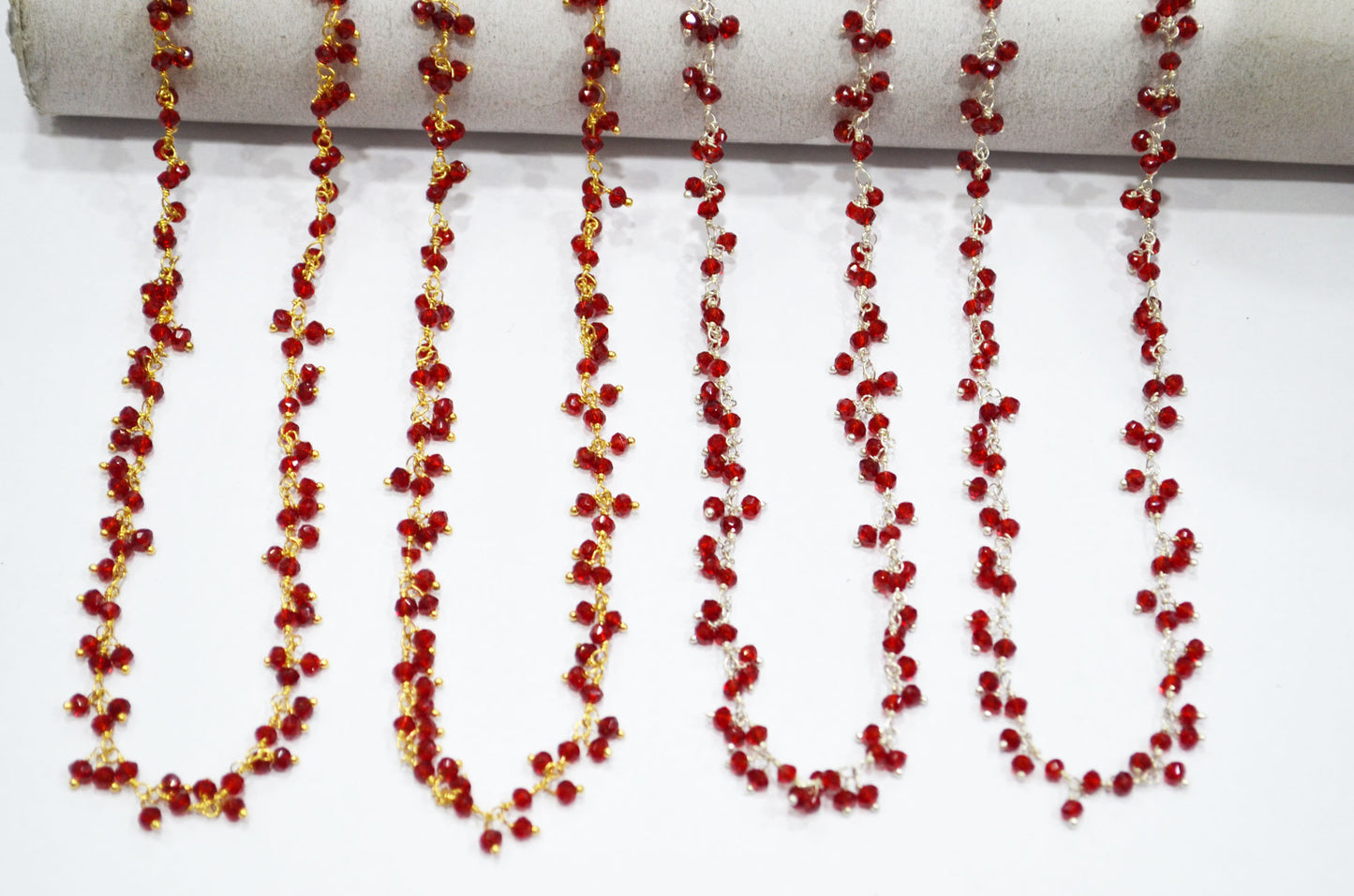 Red Ruby Hydro Quartz Faceted Rondelle Shape Dangling Chain , 3 - 3.50 mm , RB-5376