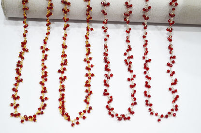 Red Ruby Hydro Quartz Faceted Rondelle Shape Dangling Chain , 3 - 3.50 mm , RB-5376