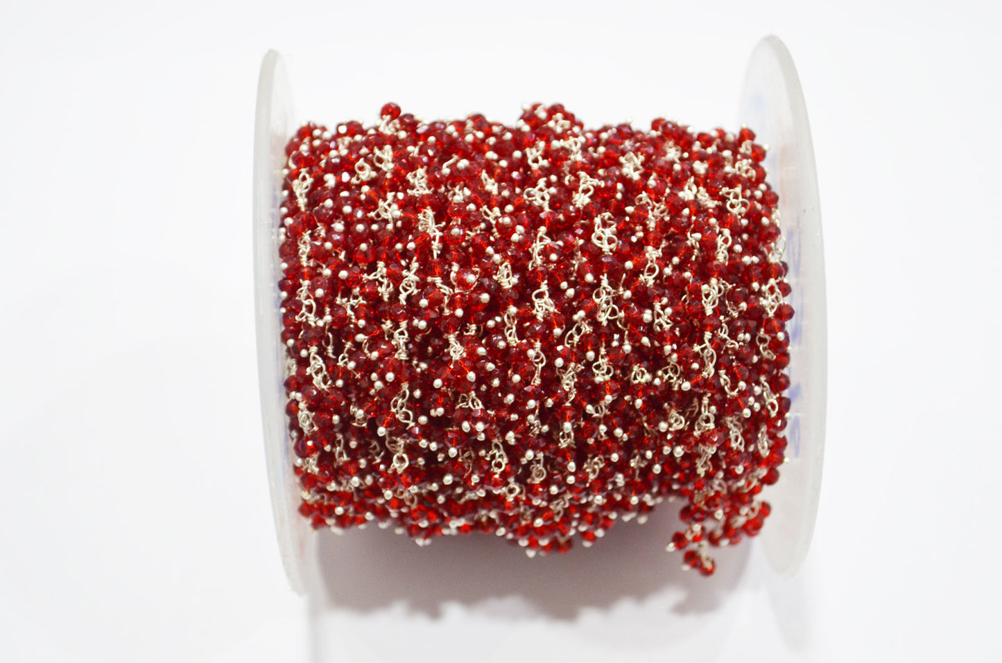 Red Ruby Hydro Quartz Faceted Rondelle Shape Dangling Chain , 3 - 3.50 mm , RB-5376