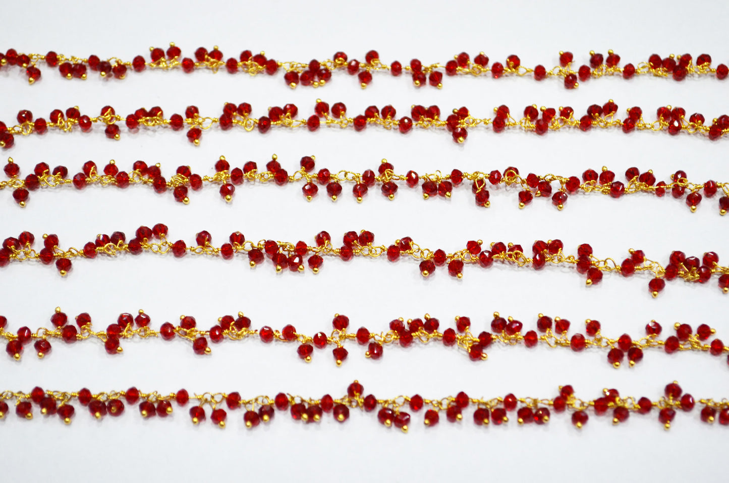 Red Ruby Hydro Quartz Faceted Rondelle Shape Dangling Chain , 3 - 3.50 mm , RB-5376