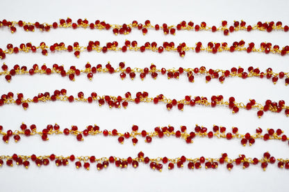 Red Ruby Hydro Quartz Faceted Rondelle Shape Dangling Chain , 3 - 3.50 mm , RB-5376