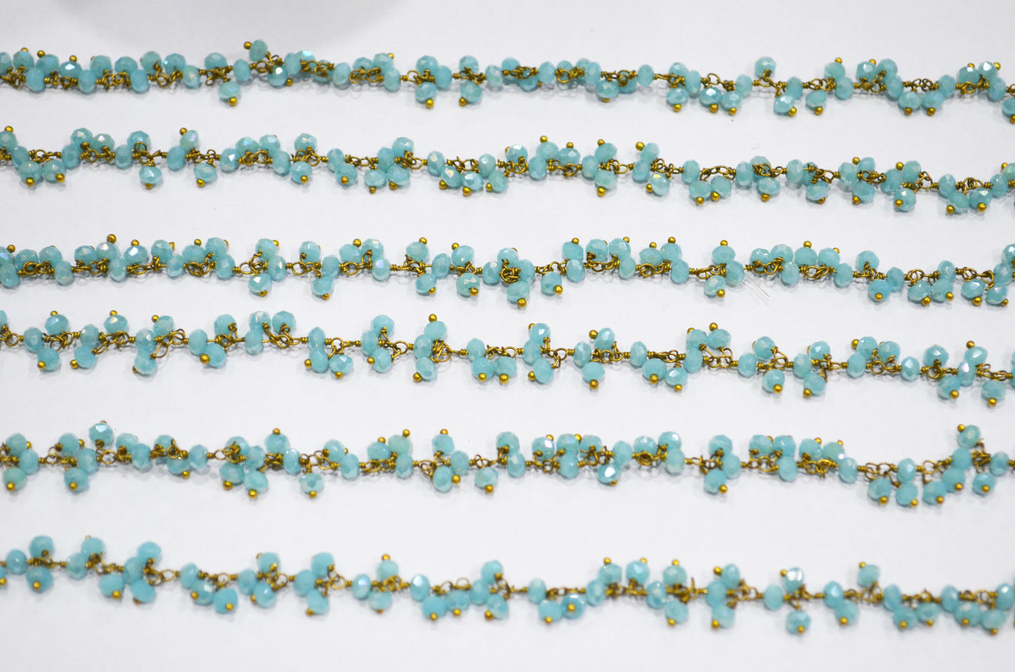 Amazonite Coated Hydro Quartz Faceted Rondelle Shape Dangling Chain , 3 - 3.50 mm , RB-5377