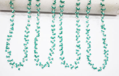 Paraiba Teal Green Hydro Quartz Faceted Rondelle Shape Dangling Chain , 3 - 3.50 mm , RB-5378