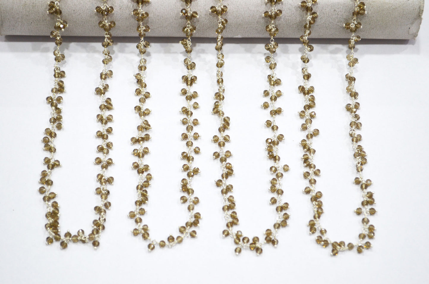 Smoky Hydro Quartz Faceted Rondelle Shape Dangling Chain , 3 - 3.50 mm , RB-5379