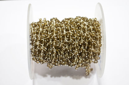 Smoky Hydro Quartz Faceted Rondelle Shape Dangling Chain , 3 - 3.50 mm , RB-5379