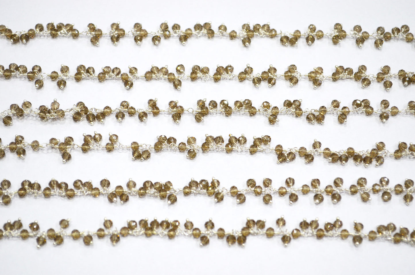 Smoky Hydro Quartz Faceted Rondelle Shape Dangling Chain , 3 - 3.50 mm , RB-5379