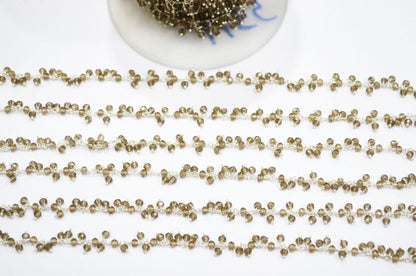 Smoky Hydro Quartz Faceted Rondelle Shape Dangling Chain , 3 - 3.50 mm , RB-5379