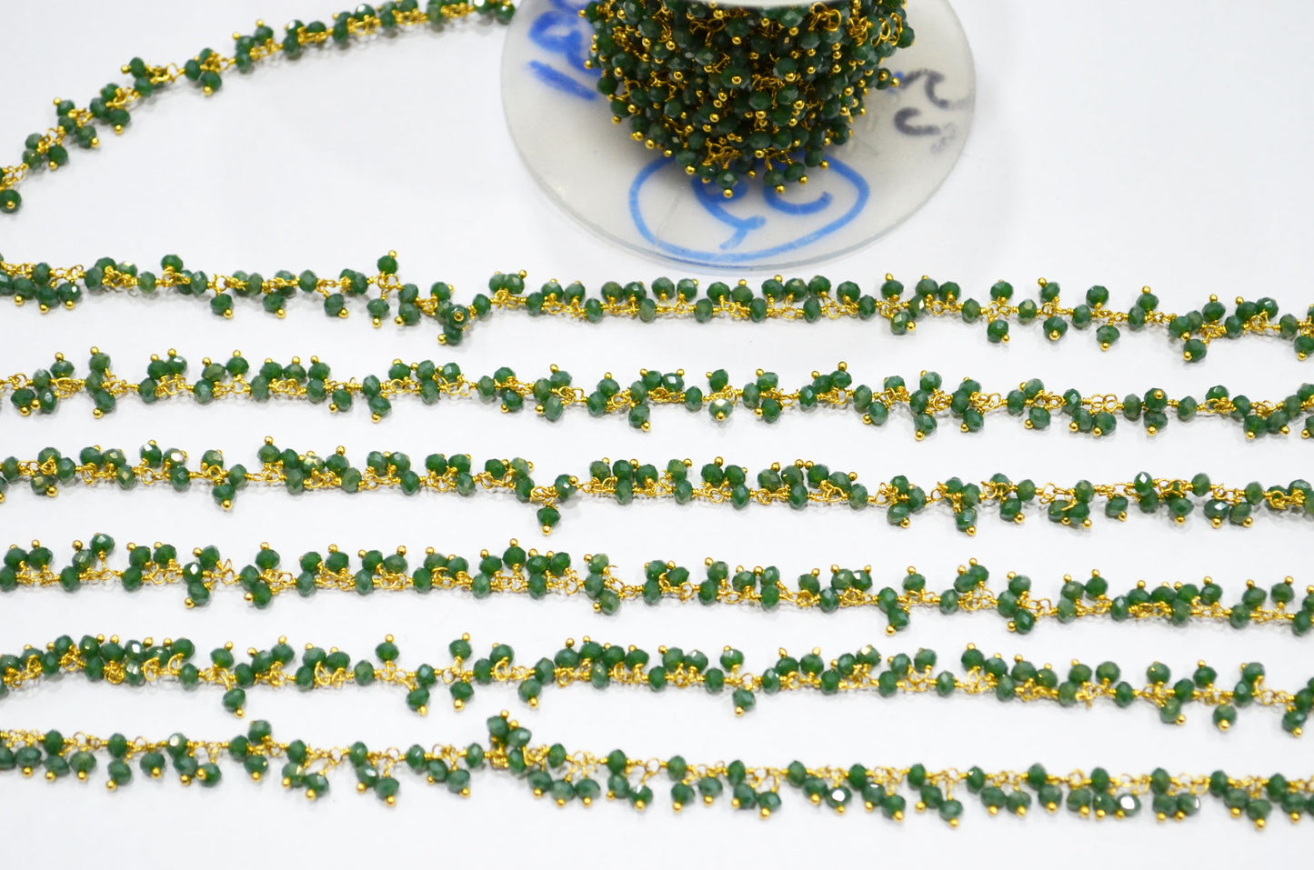 Mystic Chrysocolla Hydro Quartz Faceted Rondelle Shape Dangling Chain , 3 - 3.50 mm , RB-5381