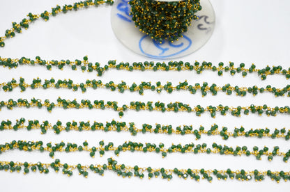 Mystic Chrysocolla Hydro Quartz Faceted Rondelle Shape Dangling Chain , 3 - 3.50 mm , RB-5381