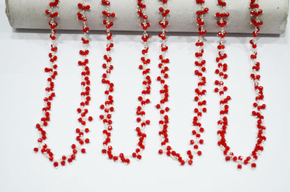 Coral Hydro Quartz Faceted Rondelle Shape Dangling Chain , 3 - 3.50 mm , RB-5384