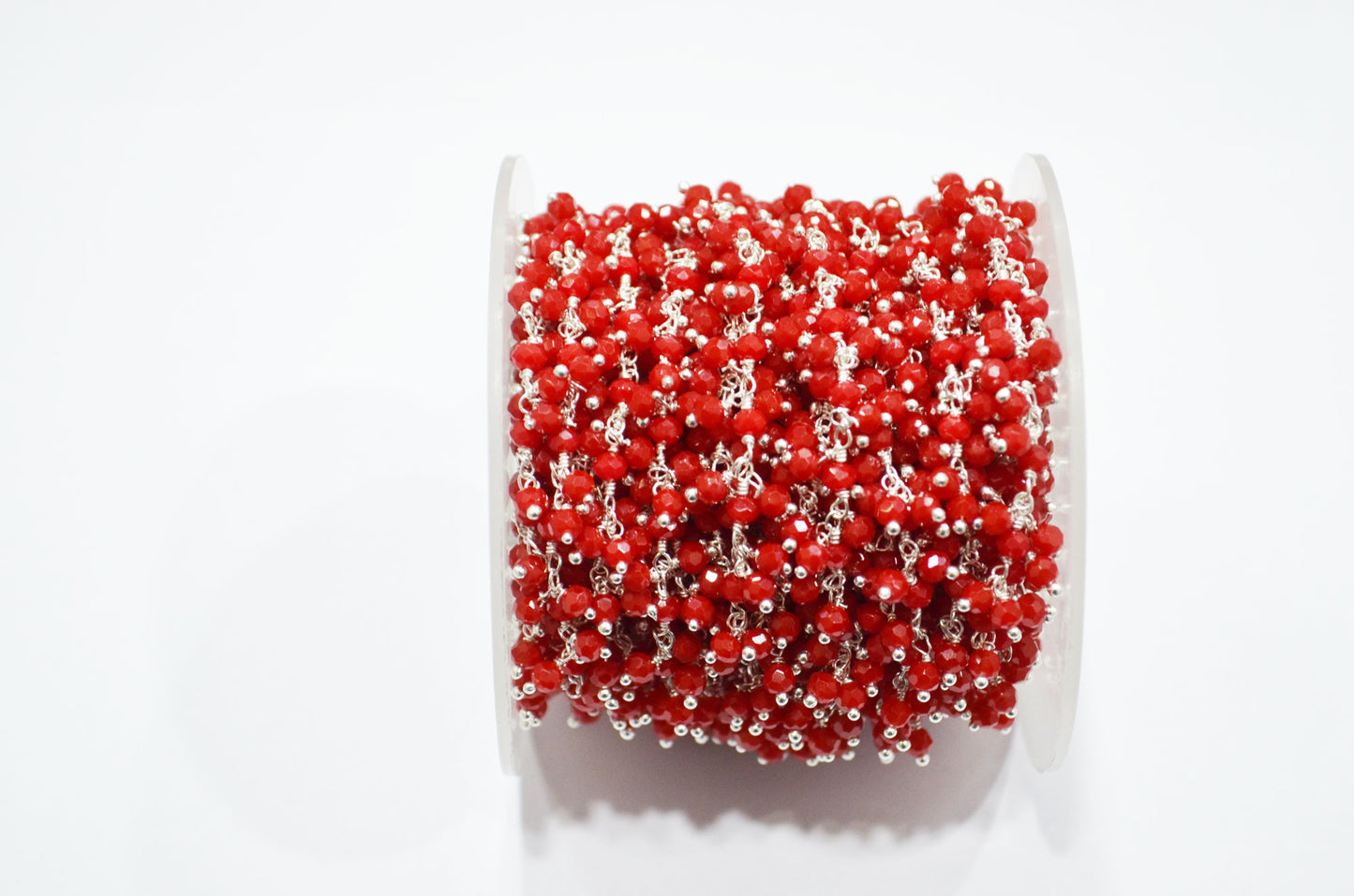 Coral Hydro Quartz Faceted Rondelle Shape Dangling Chain , 3 - 3.50 mm , RB-5384