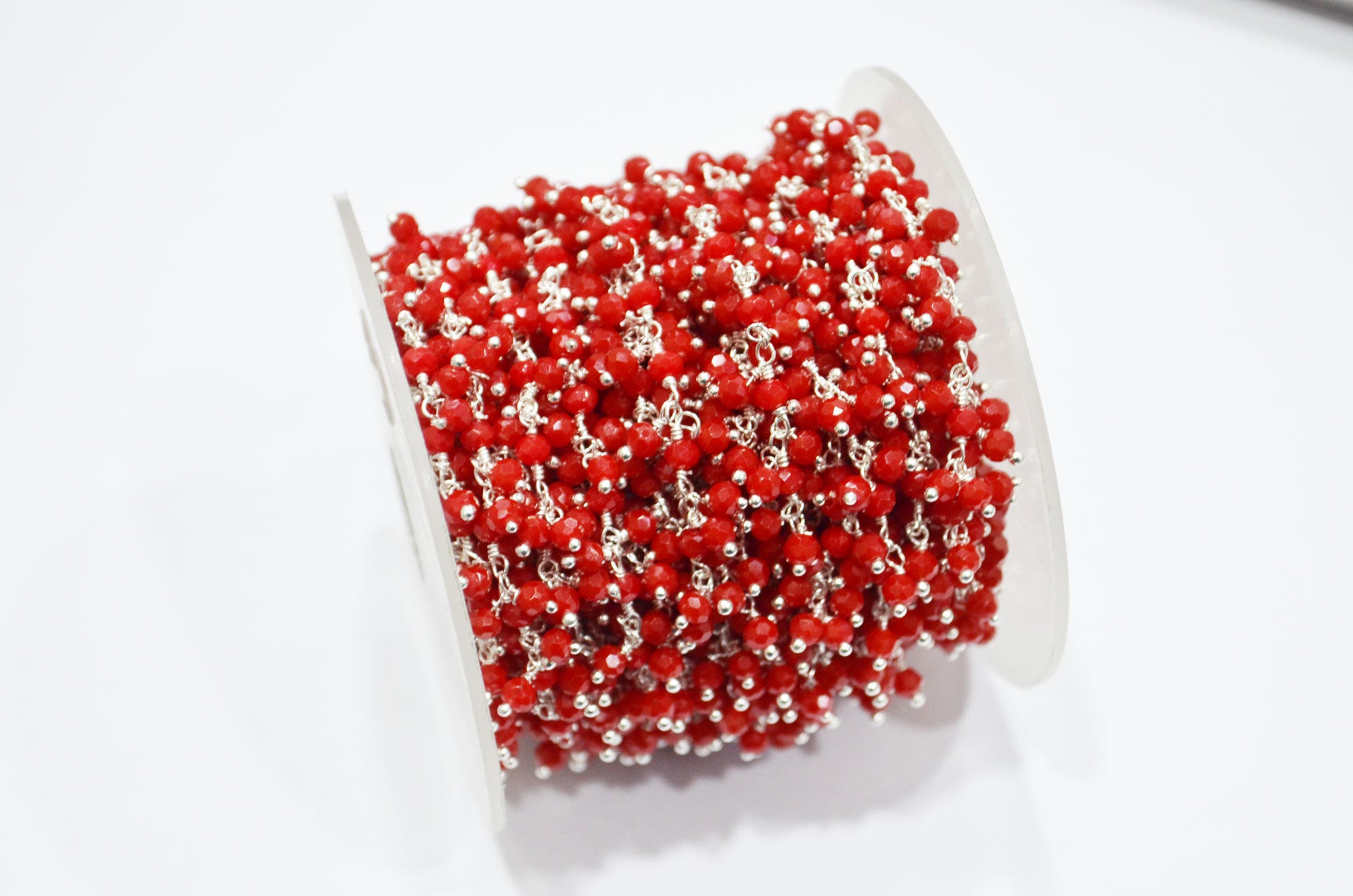 Coral Hydro Quartz Faceted Rondelle Shape Dangling Chain , 3 - 3.50 mm , RB-5384