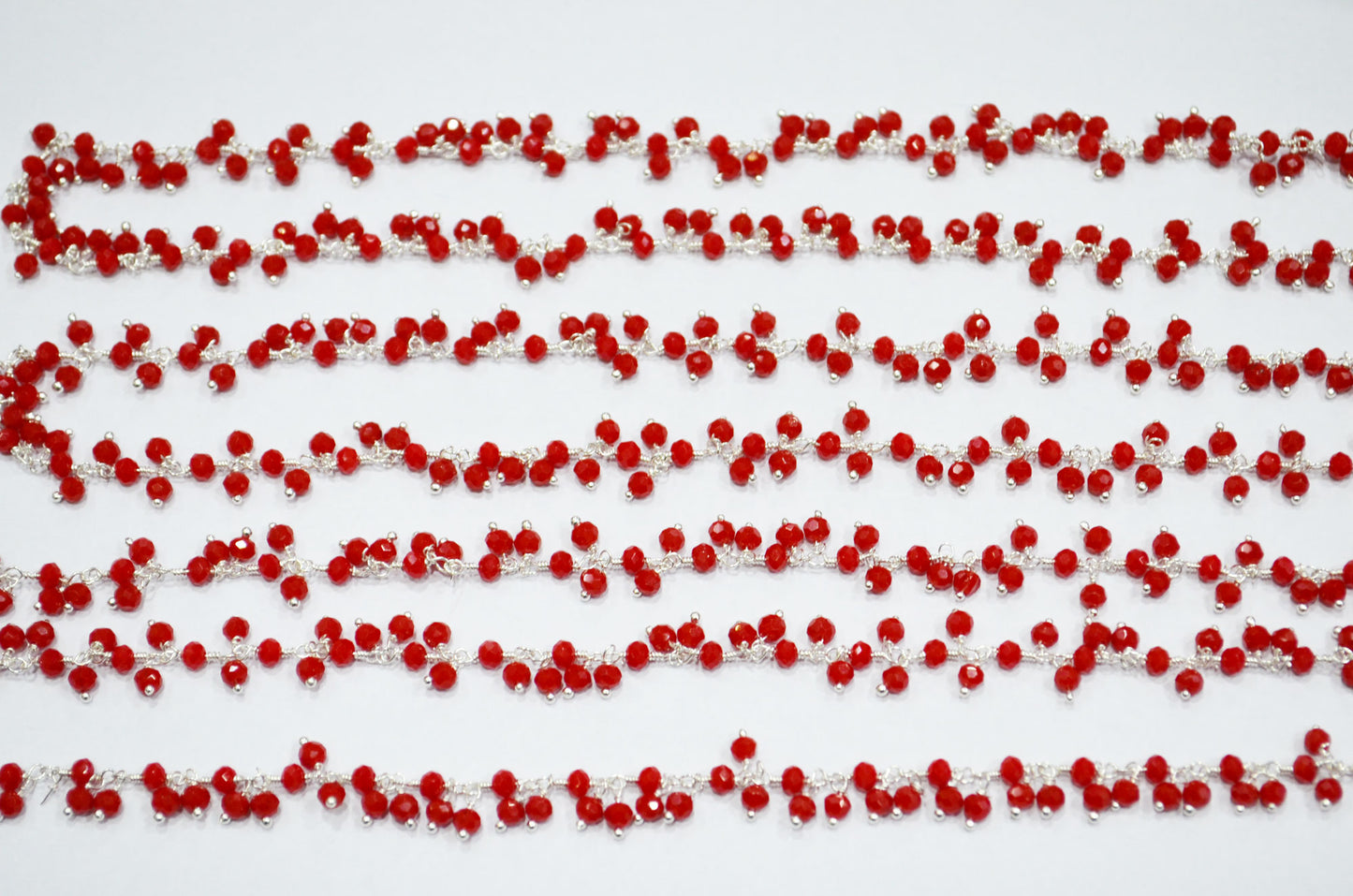 Coral Hydro Quartz Faceted Rondelle Shape Dangling Chain , 3 - 3.50 mm , RB-5384