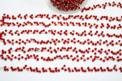 Coral Hydro Quartz Faceted Rondelle Shape Dangling Chain , 3 - 3.50 mm , RB-5384